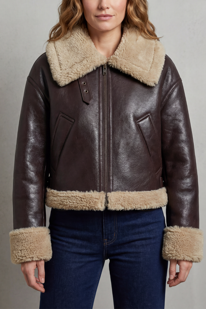 Albinette – Double-sided fleece – Cropped aviator jacket