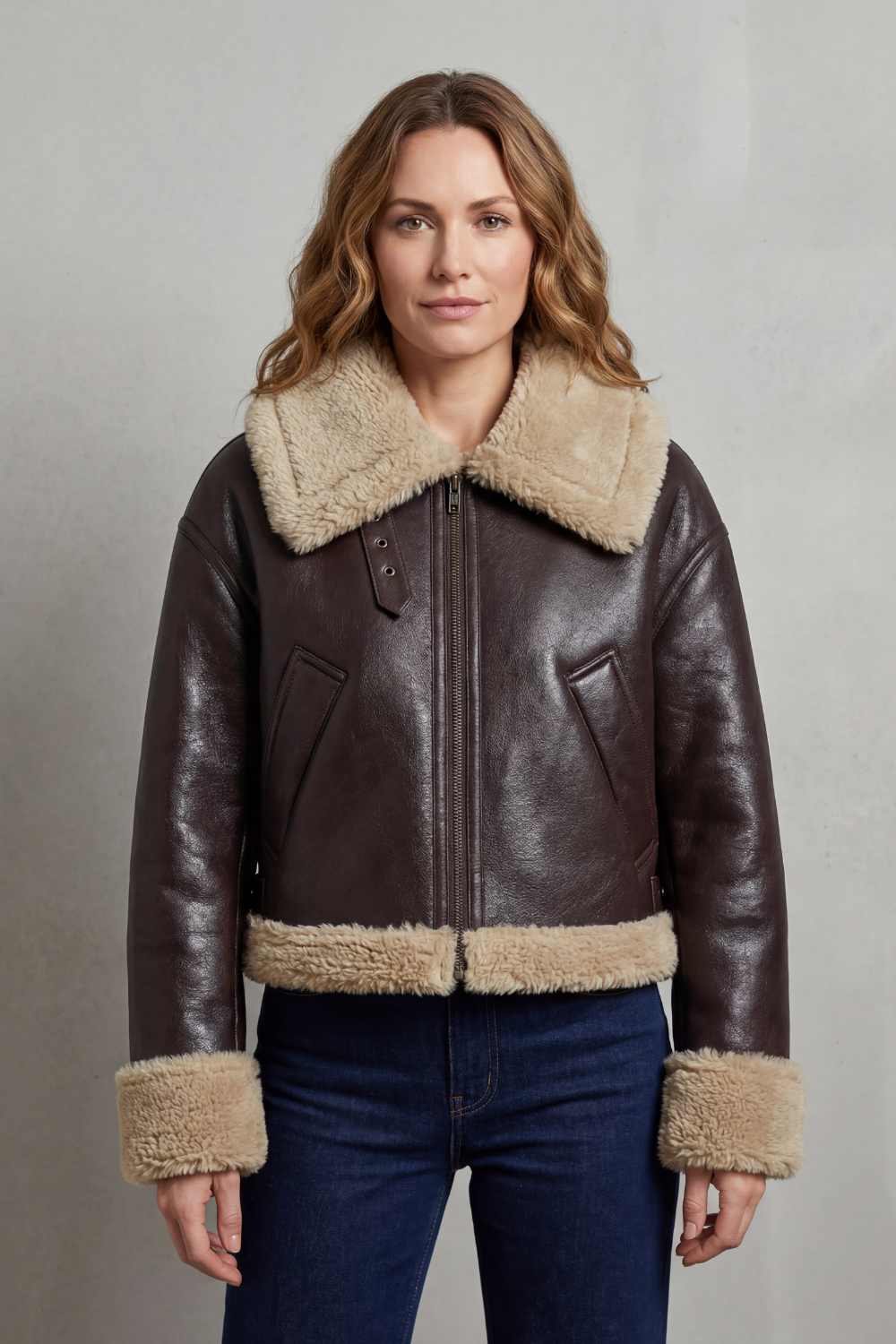 Albinette – Double-sided fleece – Cropped aviator jacket