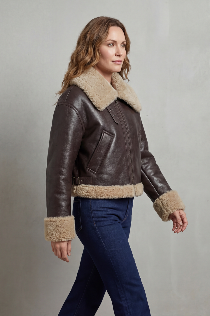 Albinette – Double-sided fleece – Cropped aviator jacket