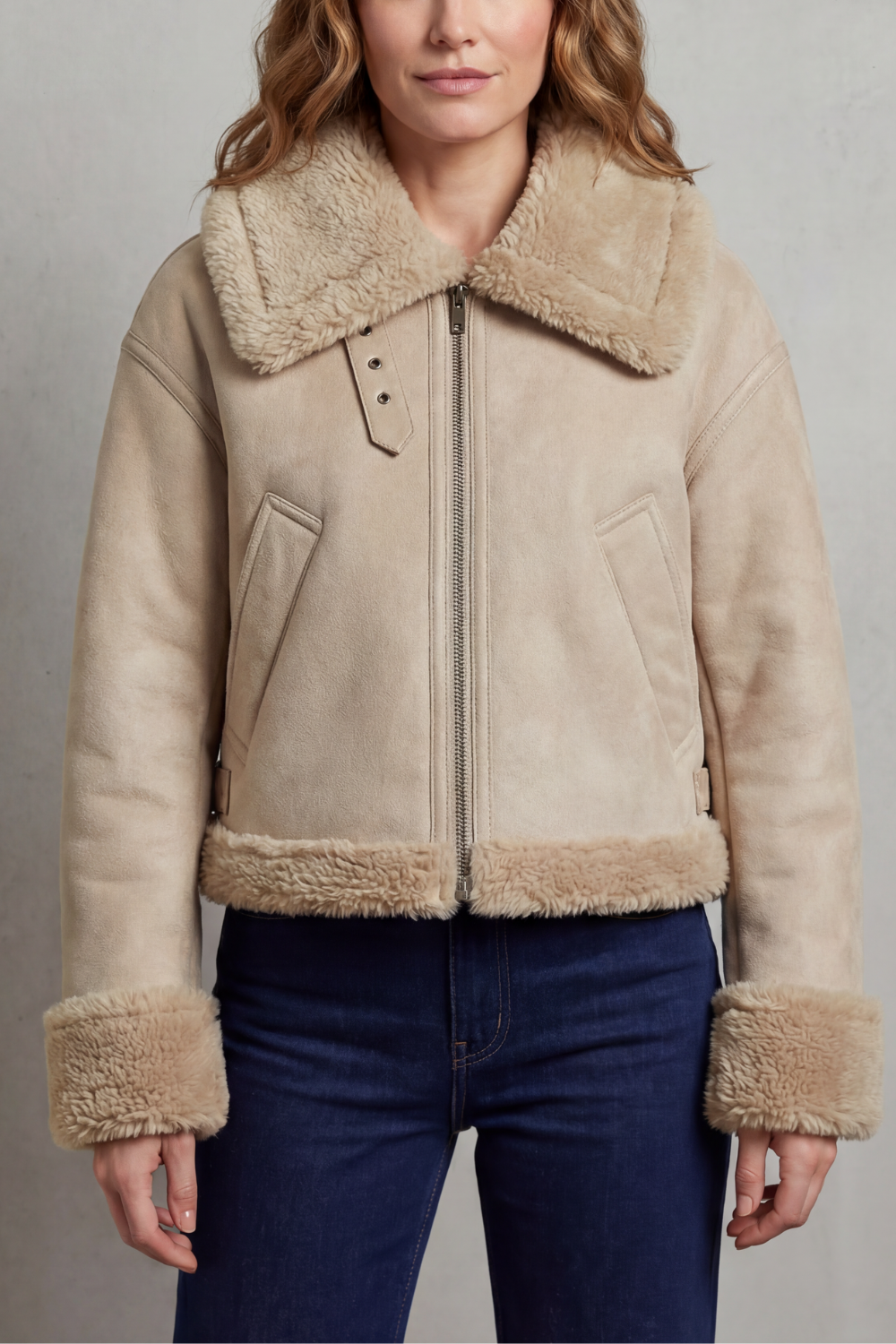 Albinette – Double-sided fleece – Cropped aviator jacket